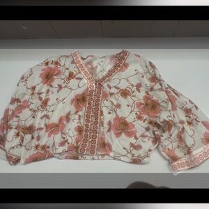 Floral Pink and White Blouse